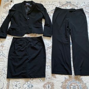 3 piece black classic suit set - Jacket, skirt, pants